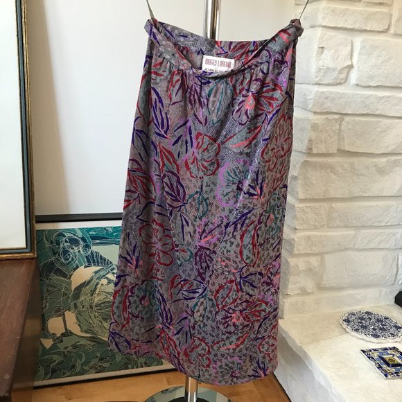 100% Silk Vintage High Waisted Skirt - Maggy London by Jeannene Booher - Picture 2 of 3
